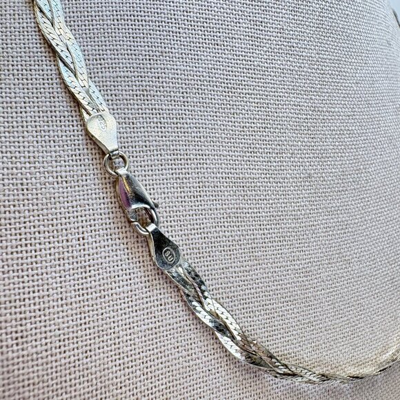 Sterling Silver 925 Braided Flattened Curb Link Chain 5mm Size 17.5" Length - Picture 3 of 11